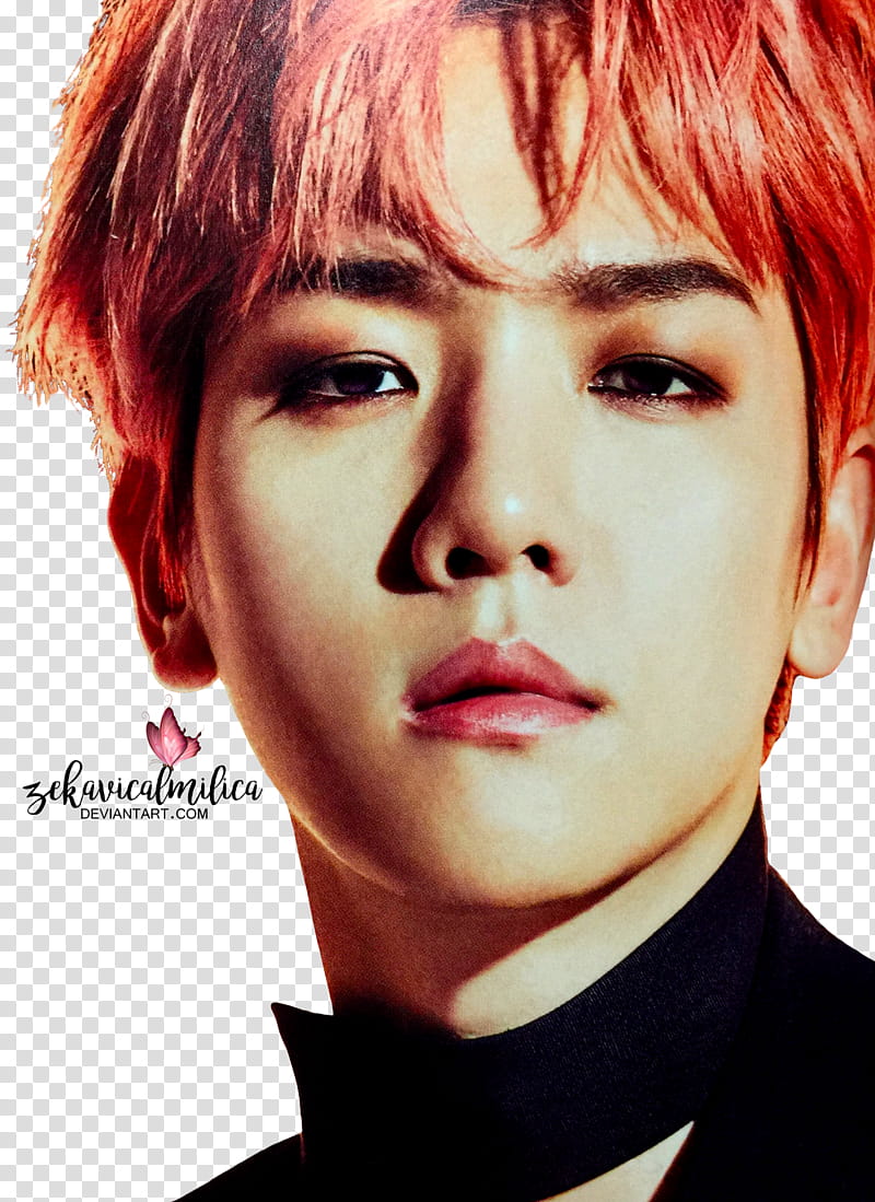 EXO CBX Baekhyun MAGIC, man in black top with text overlay transparent background PNG clipart