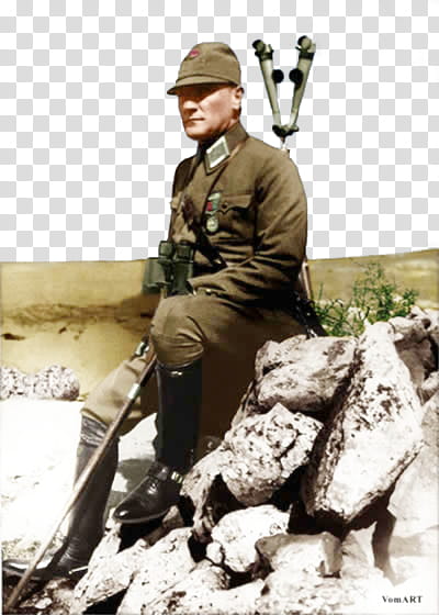 ATATURK, man sitting on rock formation transparent background PNG clipart