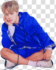 Jimin , man sitting while resting his head on his hand transparent background PNG clipart