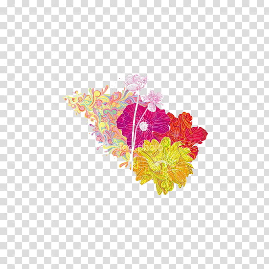 Summer , pink, red, and yellow flowers transparent background PNG clipart