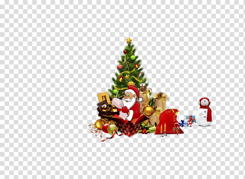 Cartoon Christmas Tree, Spruce, Fir, Cedar, Santa Claus, Christmas Ornament, Christmas Day, Cartoon transparent background PNG clipart