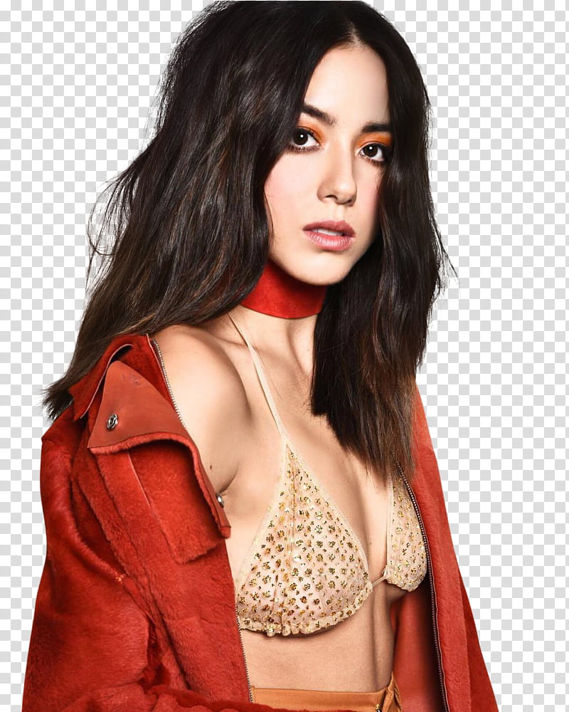 Chloe Bennet, woman in red top transparent background PNG clipart