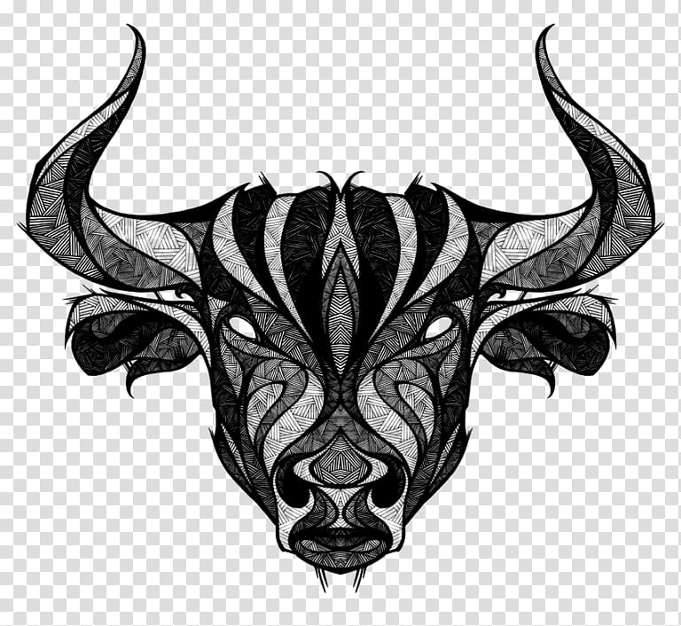Simple doodle of bull skull with star earring on the horn with hand drawn  outline. Portrait of cow scull head skeleton in front view. Sign of cowboy,  western culture, cowgirl, native American,
