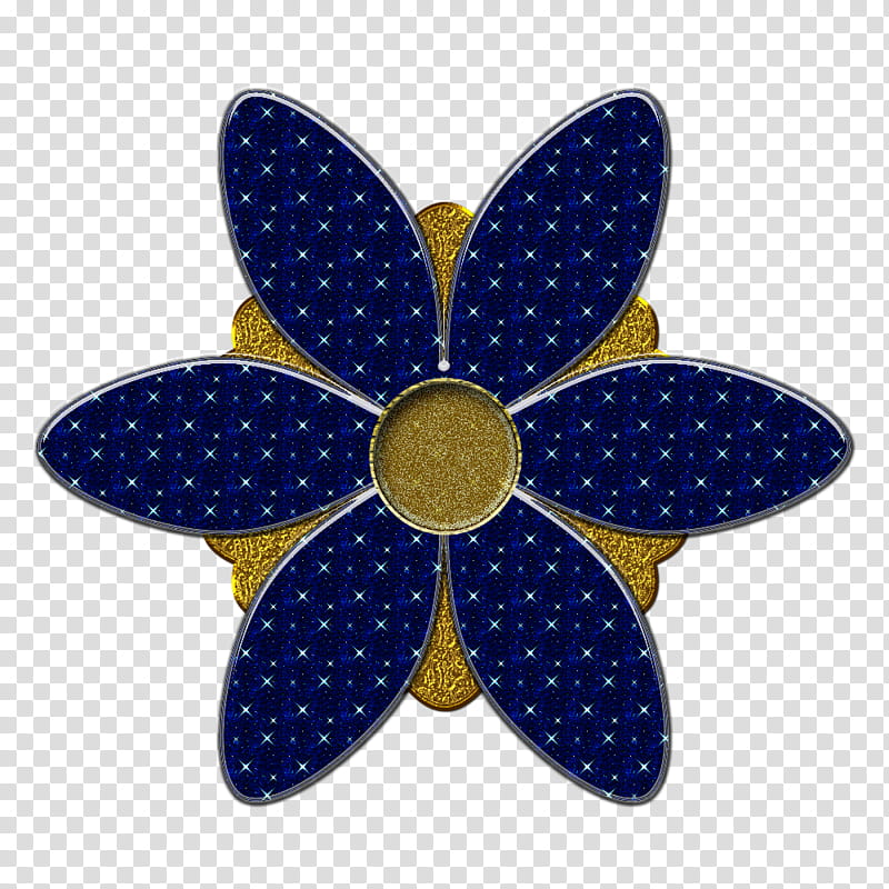 Decorative flowerses in, blue and gold flower art transparent background PNG clipart