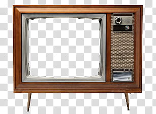 TV, vintage brown wooden TV transparent background PNG clipart