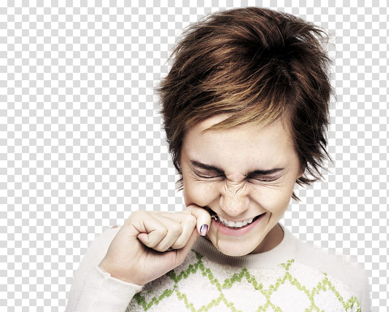 Emma Watson , woman biting her nail transparent background PNG clipart