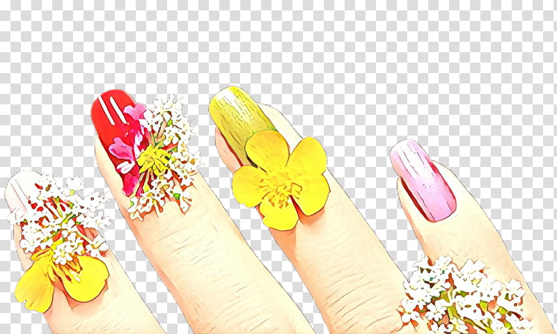 nail finger manicure yellow nail polish, Cartoon, Nail Care, Hand, Cosmetics, Material Property, Plant transparent background PNG clipart