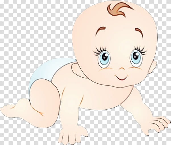 cartoon baby crawling crawling child nose, Watercolor, Paint, Wet Ink, Cartoon, Cheek, Tummy Time transparent background PNG clipart