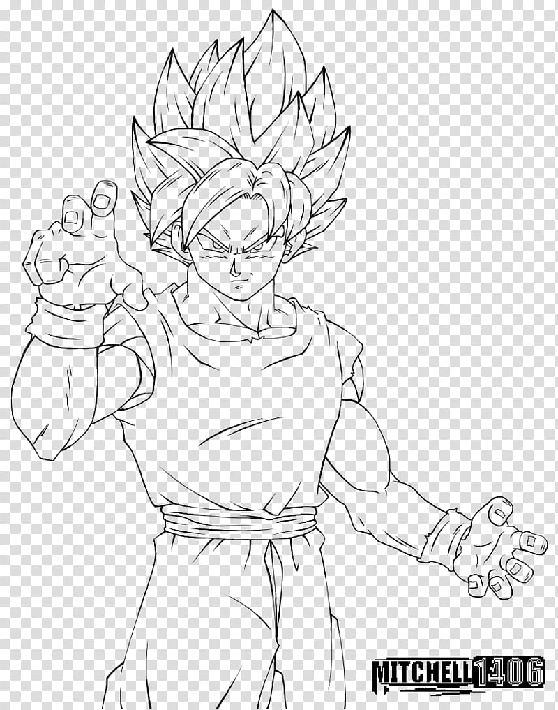 Perfected Super Saiyan Blue Goku Line Art transparent background PNG clipart