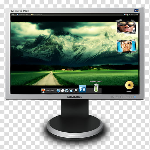 Samsung Monitor PSD file, silver Samsung LED monitor transparent background PNG clipart