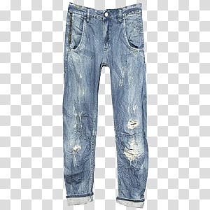 blue denim distressed jeans transparent background PNG clipart