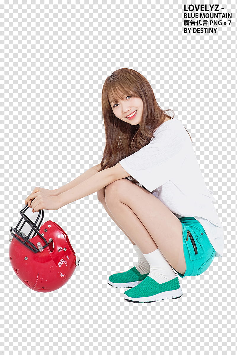 LOVELYZ BLUE MOUNTAIN P, woman holding red football helmet transparent background PNG clipart