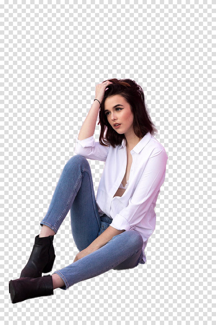 ACACIA BRINLEY, woman wearing blue denim jeans transparent background PNG clipart