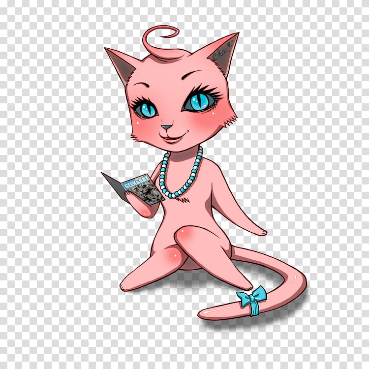 Cha the pink lady cat, pink cat illustration transparent background PNG clipart