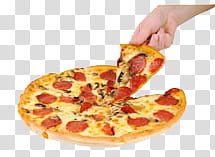 Food, person about to get one slice pizza transparent background PNG clipart