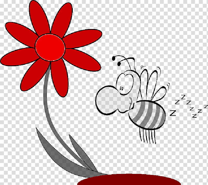 Flower Line Art, Bee, Hornet, Bumblebee, Red, Petal, Leaf, Plant transparent background PNG clipart