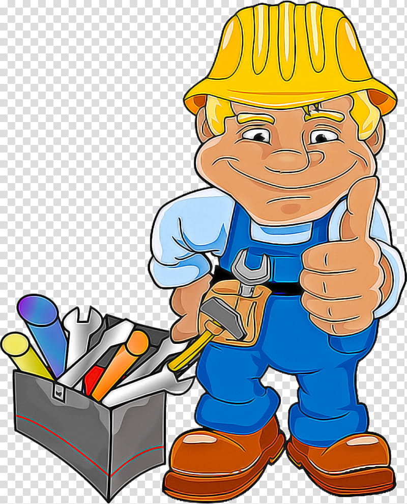 cartoon construction worker handyman finger, Cartoon transparent background PNG clipart