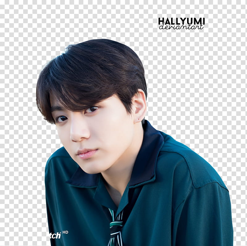 JungKook BTS TH ANNIVERSARY, man wearing black and green collared top transparent background PNG clipart