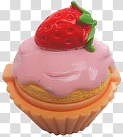 Cupcakes  s, strawberry on top of cupcake transparent background PNG clipart