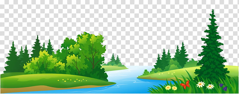 Cartoon Nature, Forest, Drawing, Silhouette, Tree, Natural Landscape,  Green, Vegetation transparent background PNG clipart | HiClipart
