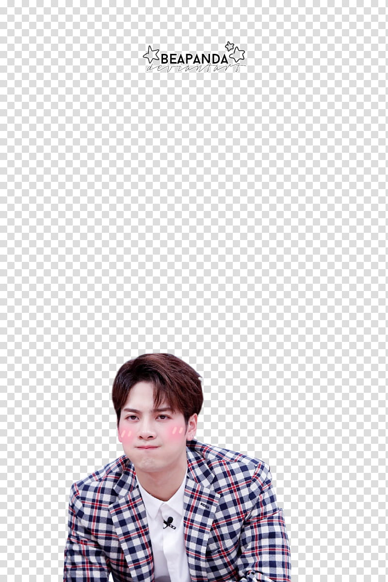 Jackson GOT, man wearing black, white, and red plaid blazer transparent background PNG clipart