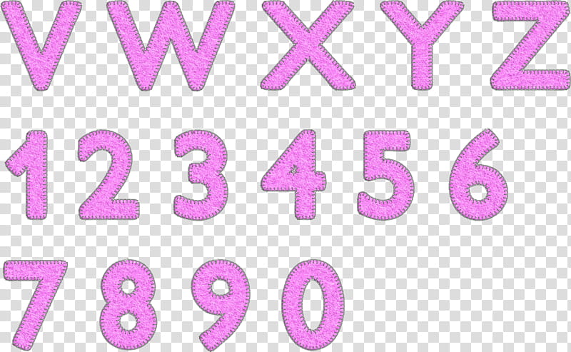 Alpha Pink Felt, pink letters and number text transparent background PNG clipart