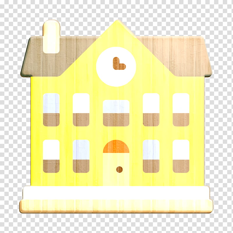 School icon City life icon, Yellow, Rectangle, Square transparent background PNG clipart