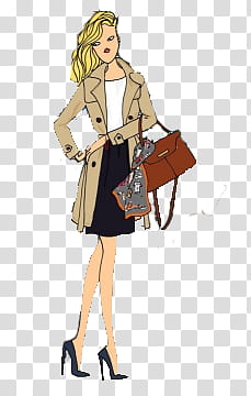 Nenas Vintage, yellow-haired female with brown coat illustration transparent background PNG clipart