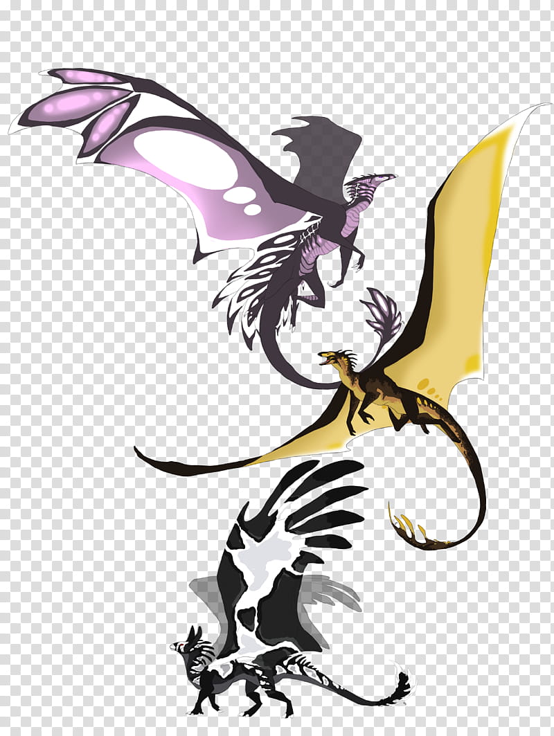 Premade Dragons, three dragons illustration transparent background PNG clipart
