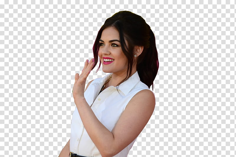 Lucy Hale, woman waving her hand transparent background PNG clipart