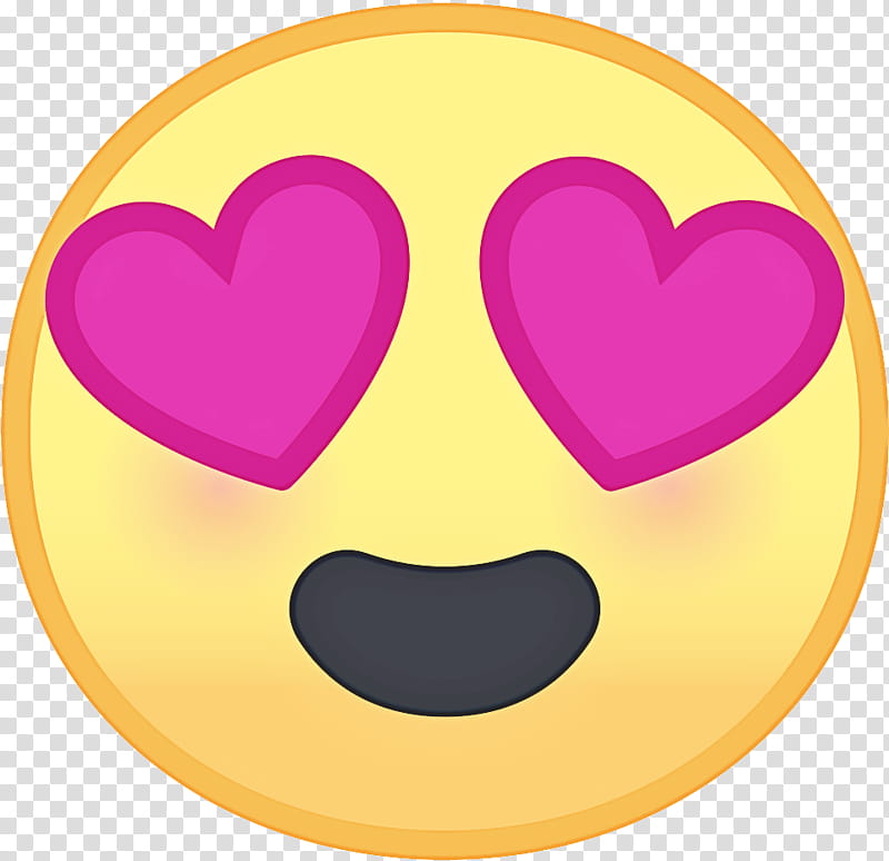 Heart Eye Emoji, Face, Smile, Emoticon, Love, Blushing, Yellow, Facial Expression transparent background PNG clipart