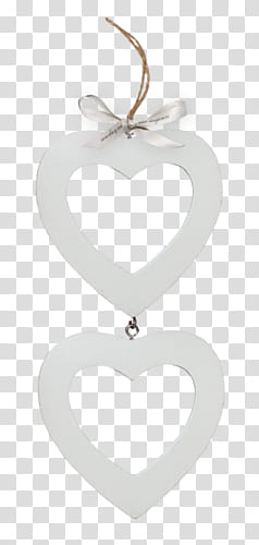 two white heart pendants transparent background PNG clipart