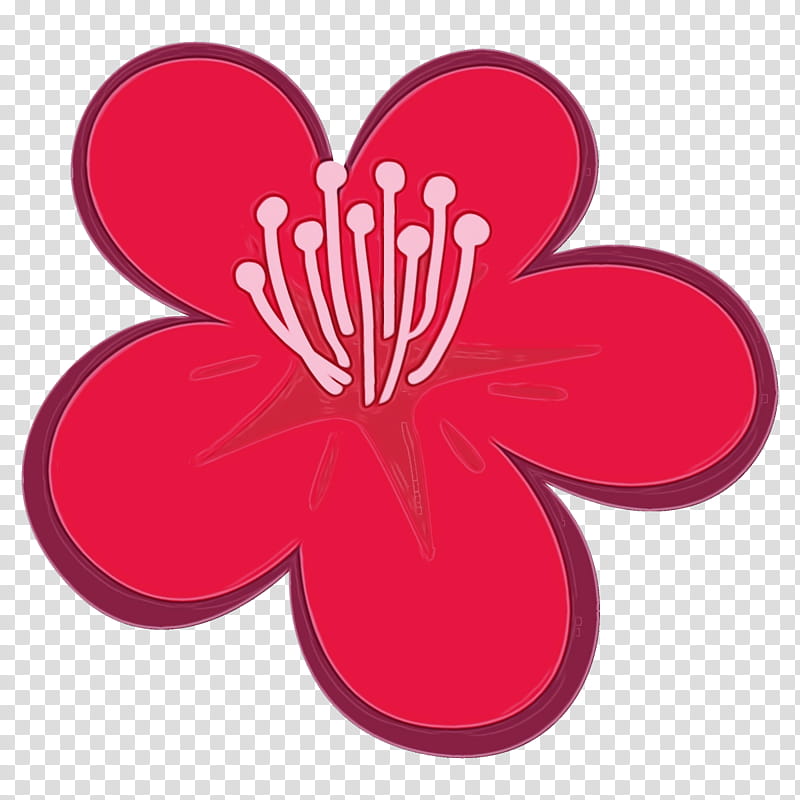 red petal pink plant flower, Plum Blossoms, Winter Flower, Watercolor, Paint, Wet Ink, Hibiscus, Symbol transparent background PNG clipart