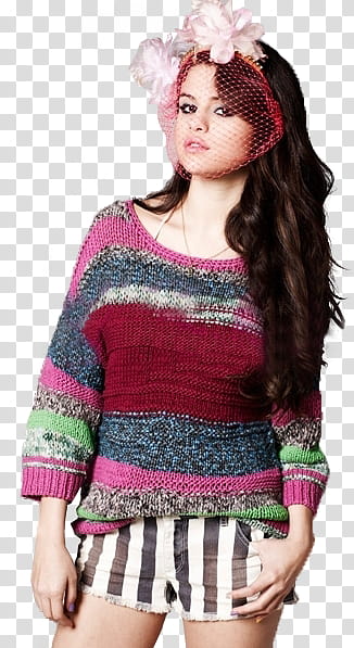 Recursos Para Tus Portadas D o etc, Selena Gomez wearing multicolored sweater transparent background PNG clipart