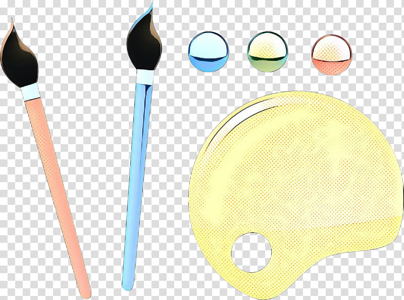 Paint Brush, Pop Art, Retro, Vintage, Spoon, Eye, Makeup Brushes, Yellow transparent background PNG clipart