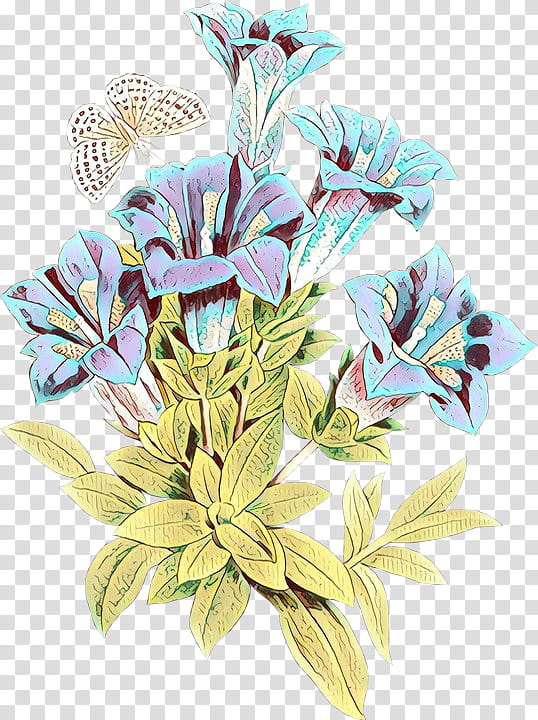 flower plant leaf cut flowers bouquet, Cartoon, Wildflower, Gentiana transparent background PNG clipart