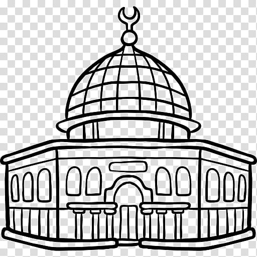 Mosque, Dome Of The Rock, Temple Mount, Dome Of The Chain, Alaqsa Mosque, Drawing, Landmark, Line Art transparent background PNG clipart