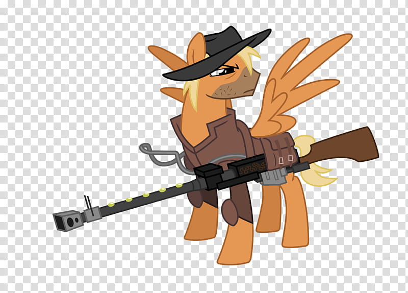 FoE New Pegasus DL, brown My Little Pony carrying rifle illustration transparent background PNG clipart