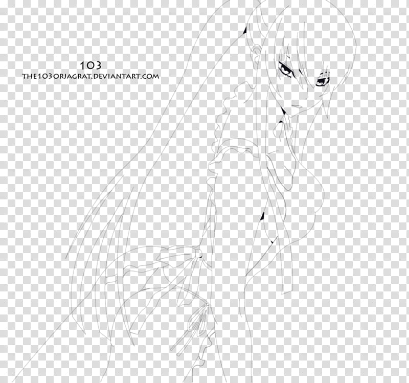 Saeko Busujima lineart transparent background PNG clipart