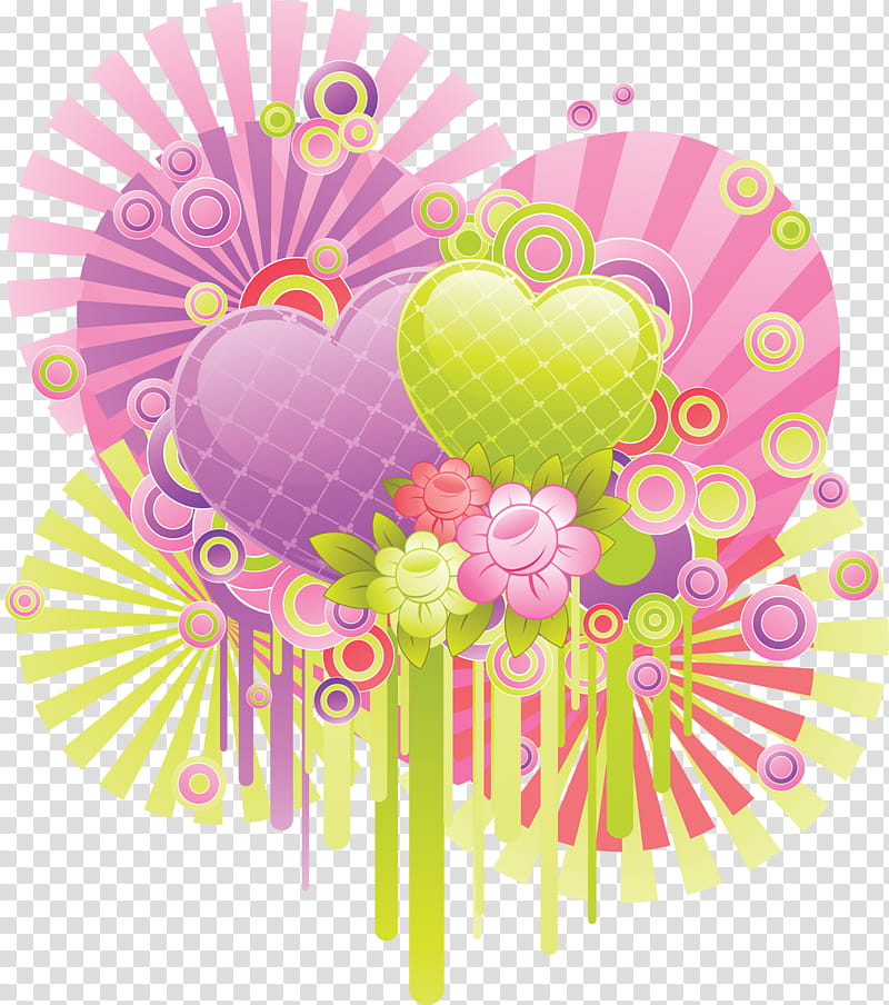 green and purple hearts art transparent background PNG clipart