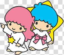 Iconos Little Twin Stars, two pink and blue-haired girls transparent background PNG clipart