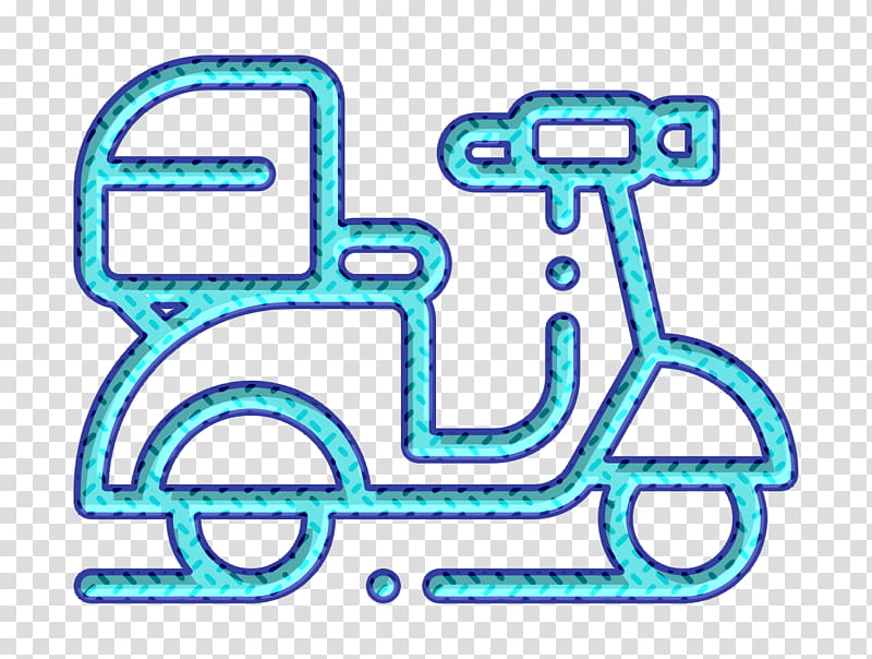 Take Away icon Scooter icon, Text, Blue, Aqua, Line, Azure, Mode Of Transport, Symbol transparent background PNG clipart