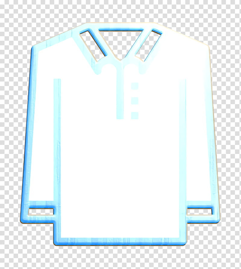 Polo shirt icon Clothes icon Long sleeve icon, White, Blue, Azure, Electric Blue, Line, Tshirt, Rectangle transparent background PNG clipart