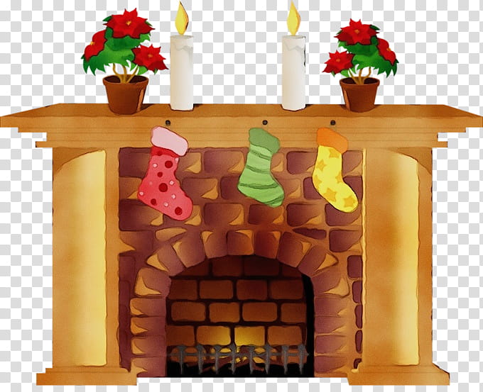 Christmas ing, Watercolor, Paint, Wet Ink, Christmas , Fireplace, Drawing, Stove transparent background PNG clipart