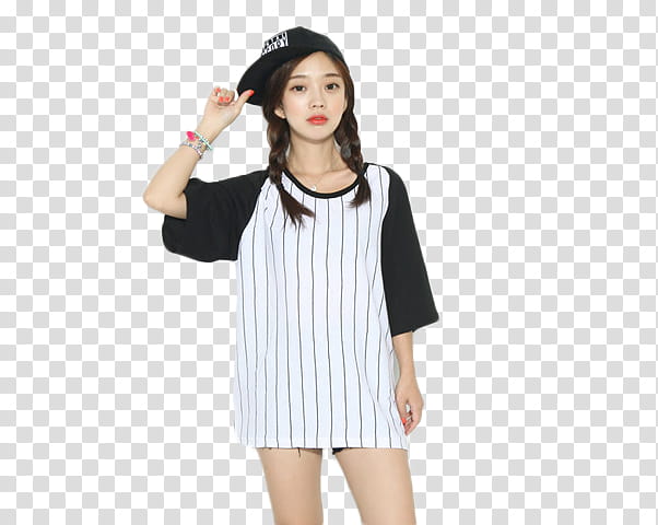 Park Seul Sport girl , woman in black and white jersey shirt and black fitted cap transparent background PNG clipart