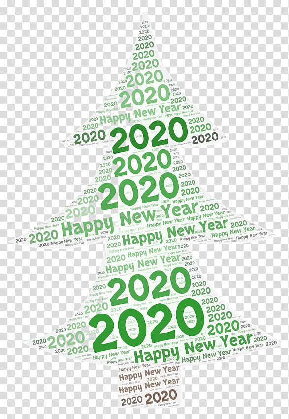 Happy New Year 2020 Design, Fir, Christmas Ornament, Tree, Christmas Tree, Spruce, Christmas Day, Line transparent background PNG clipart
