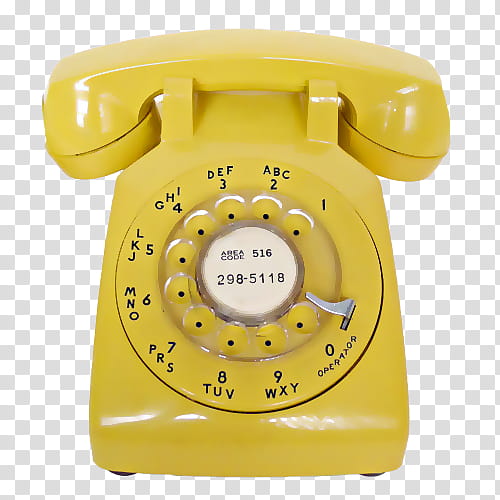 Vintage s, yellow rotary telephone transparent background PNG clipart