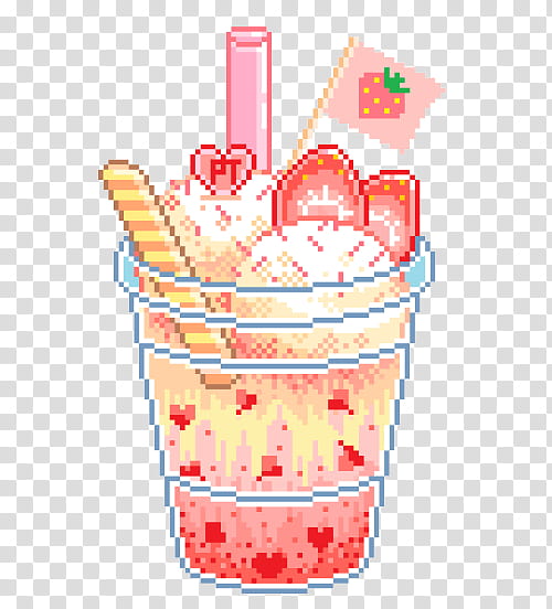 Japanese Food Pixel, strawberry shake transparent background PNG clipart