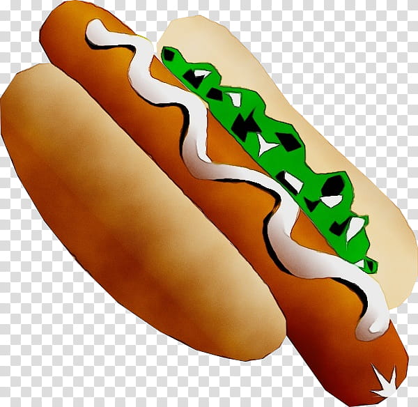 Hot dog Bockwurst Vienna sausage Shoe, Watercolor, Paint, Wet Ink, Fast Food, Hot Dog Bun, Bratwurst, Dodger Dog transparent background PNG clipart