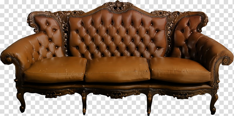 Sofa, brown couch with brown wooden frame illustration transparent background PNG clipart